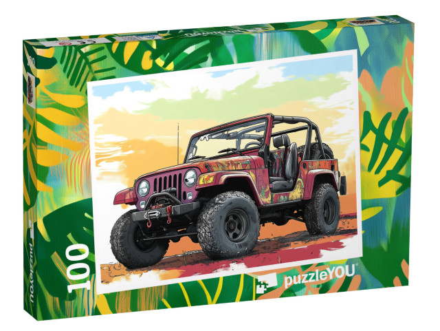Puzzle 100 Teile „Bunte Offroad-Action auf vier Rädern“