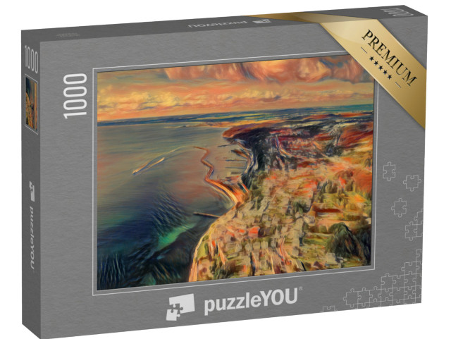 Puzzle 1000 Teile „im Stil von Edvard Munch, Der Schrei - Sassnitz am Nationalpark Jasmund“