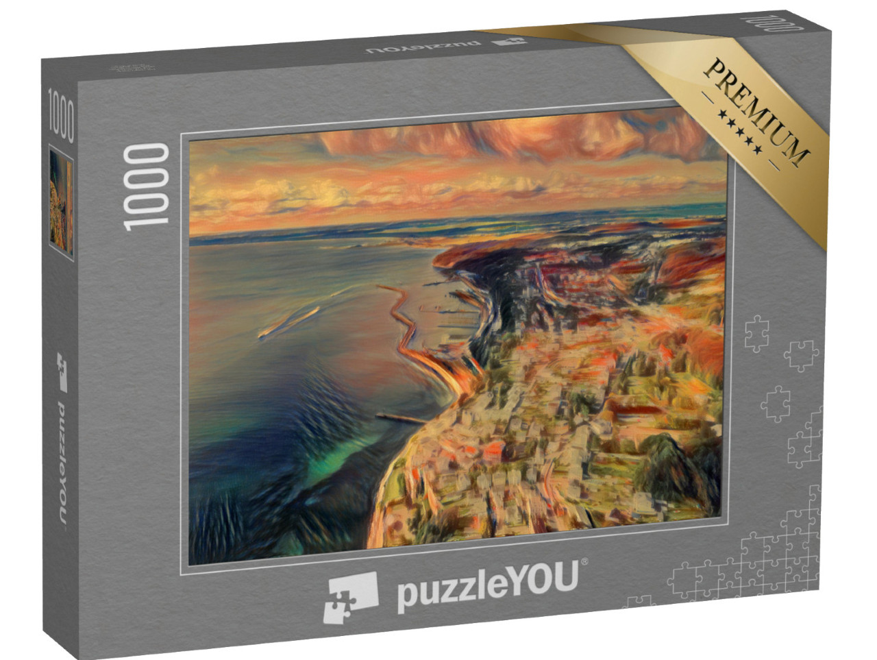 Puzzle 1000 Teile „im Stil von Edvard Munch, Der Schrei - Sassnitz am Nationalpark Jasmund“