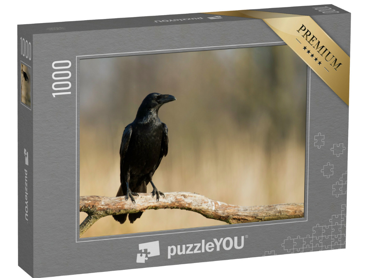 Puzzle 1000 Teile „Kolkrabe auf einem Ast“