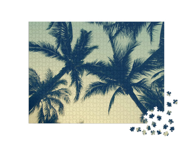 Puzzle 1000 Teile „Palmen im Abendhimmel“