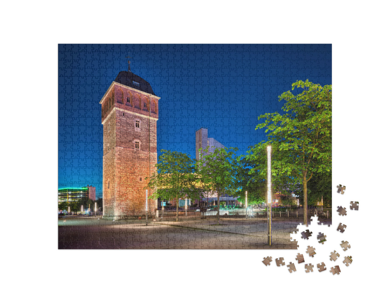 Puzzle 1000 Teile „Der Rote Turm in Chemnitz, Deutschland“
