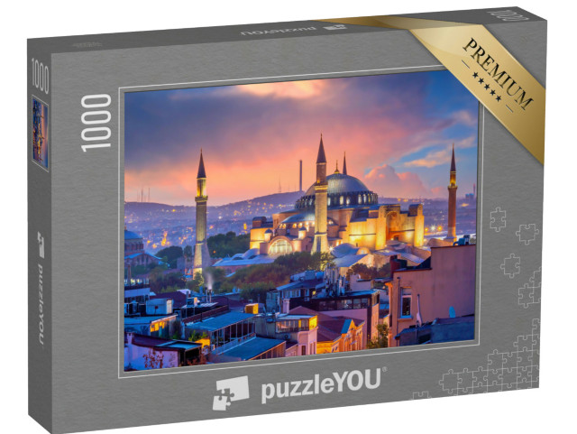 Puzzle 1000 Teile „Verzauberter Sonnenuntergang: Schöner Blick auf die Hagia Sophia in Istanbul, Türkei“