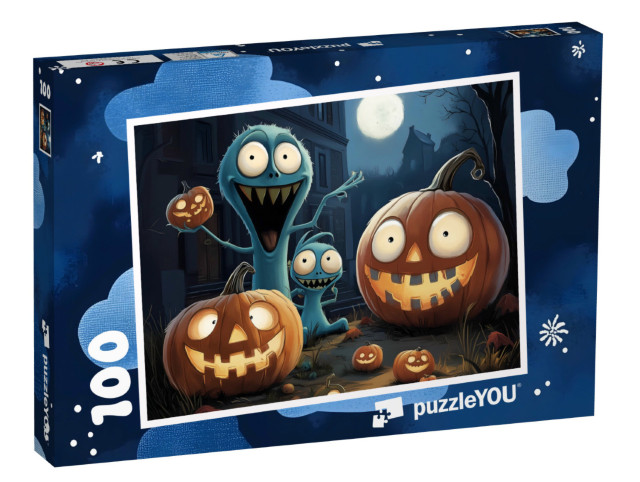 Puzzle 100 Teile „Gruselige Schattenwesen in der Halloween-Nacht“