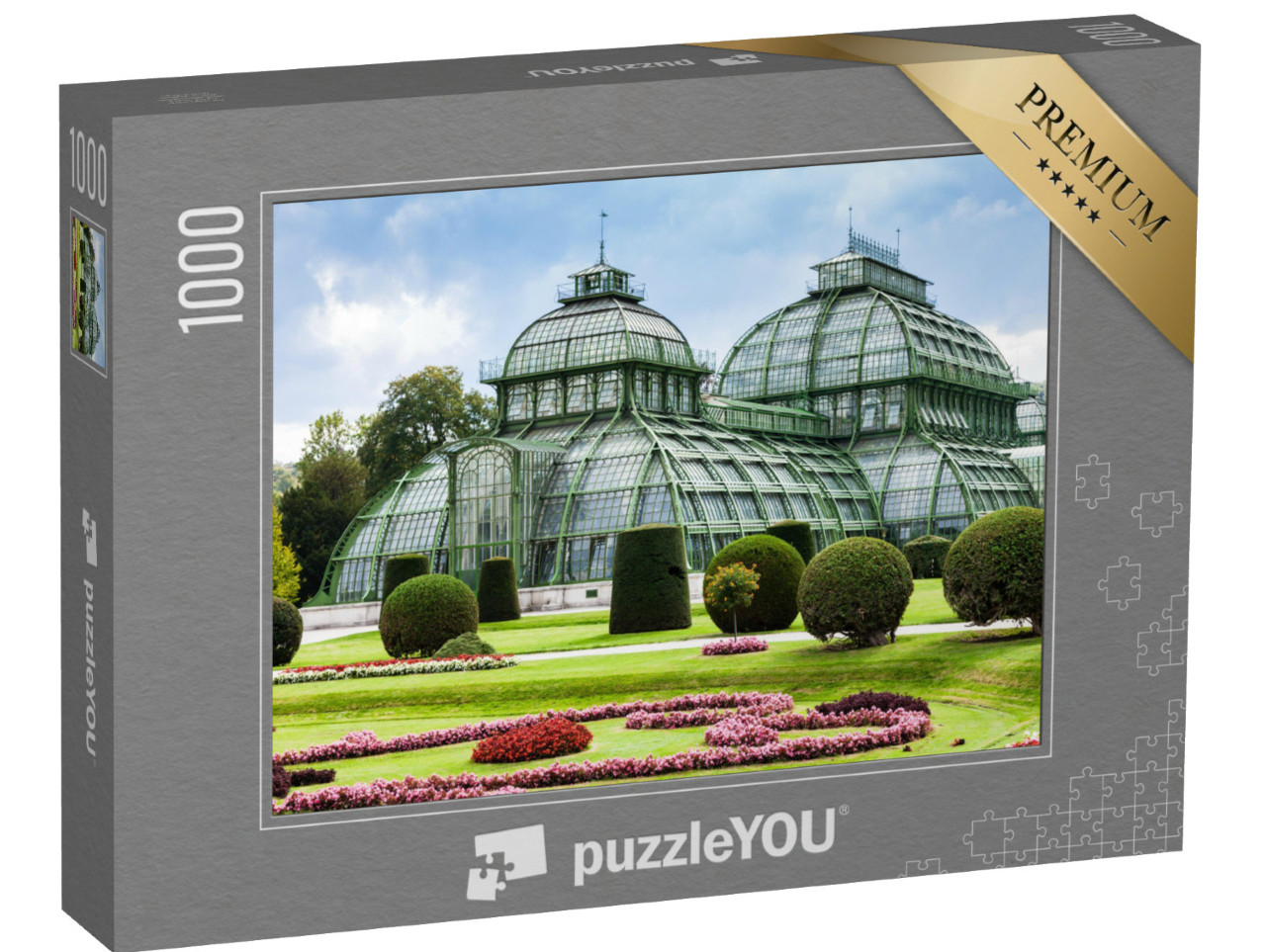 Puzzle 1000 Teile „Das Palmenhaus, Gewächshaus im Garten von Schloss Schönbrunn, Wien“