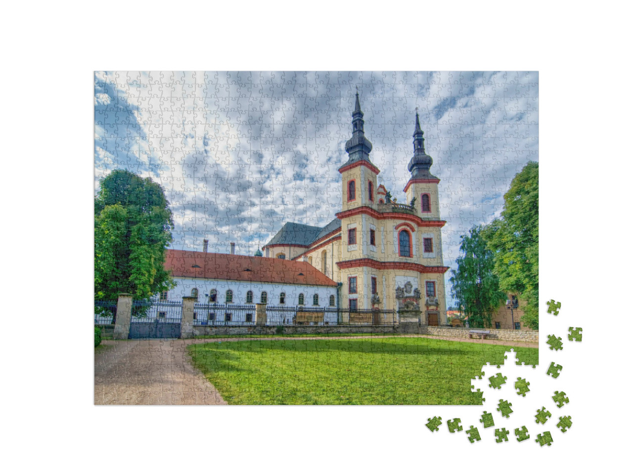 Puzzle 1000 Teile „Litomysl: Blick auf die Kirche nahe am Schloss, Tschechische Republik“