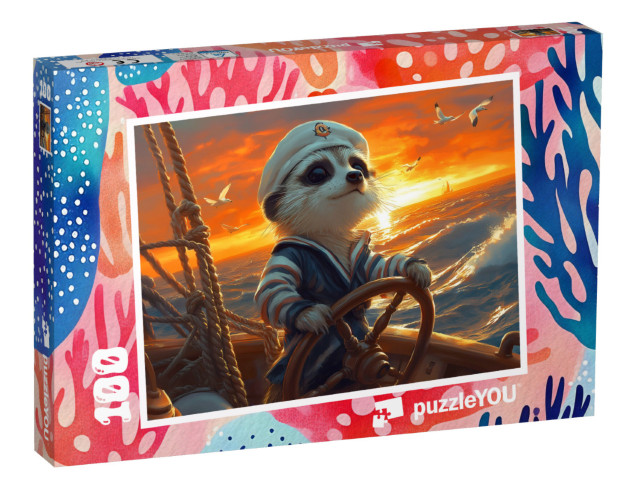 Puzzle 100 Teile „Segeln in den Sonnenuntergang“
