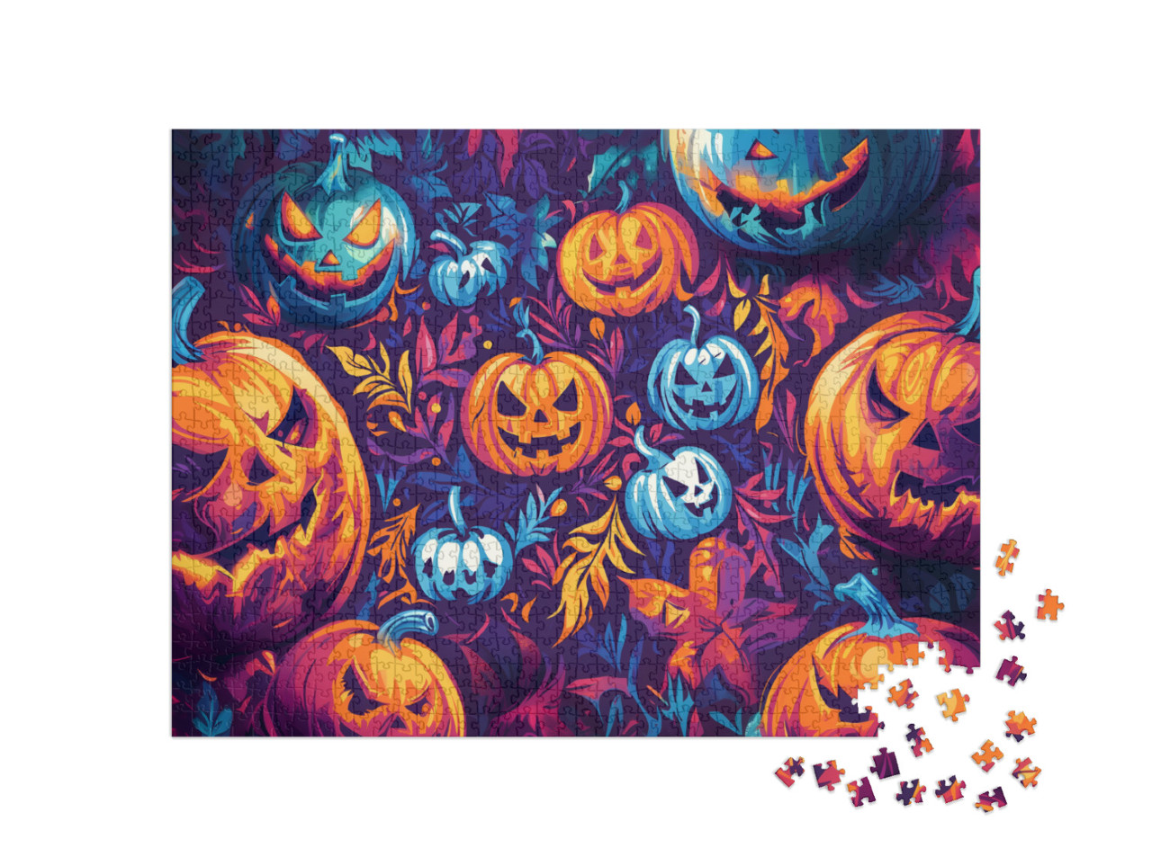 Puzzle 1000 Teile „Bunte Kürbisse, Halloween“