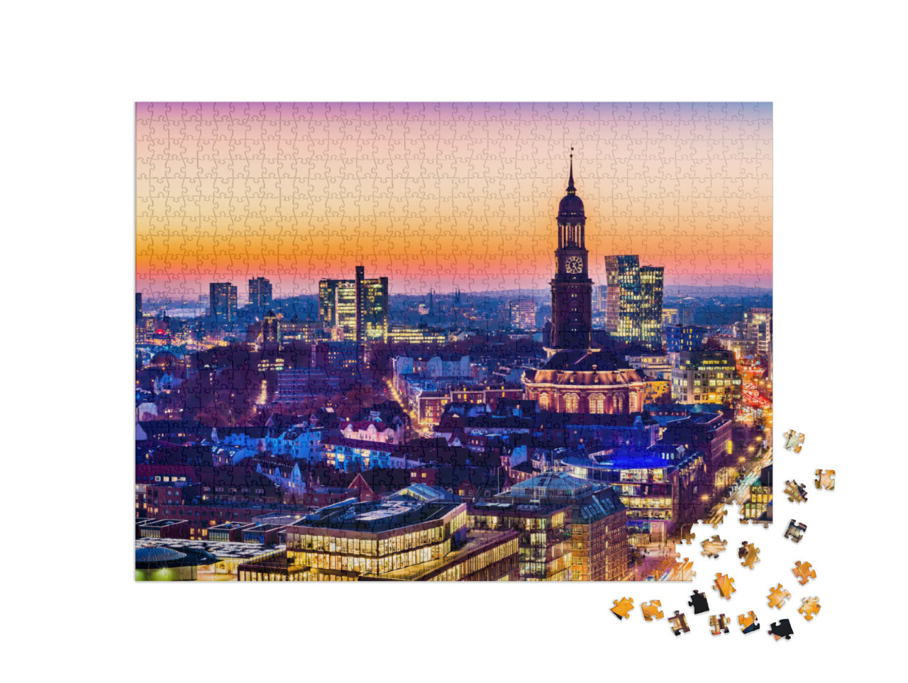 Puzzle 1000 Teile „Hamburg am Abend“