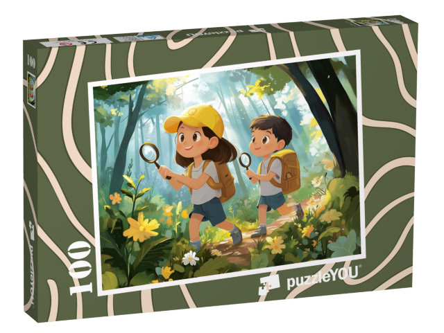 Puzzle 100 Teile „Auf Entdeckungstour im grünen Wald“