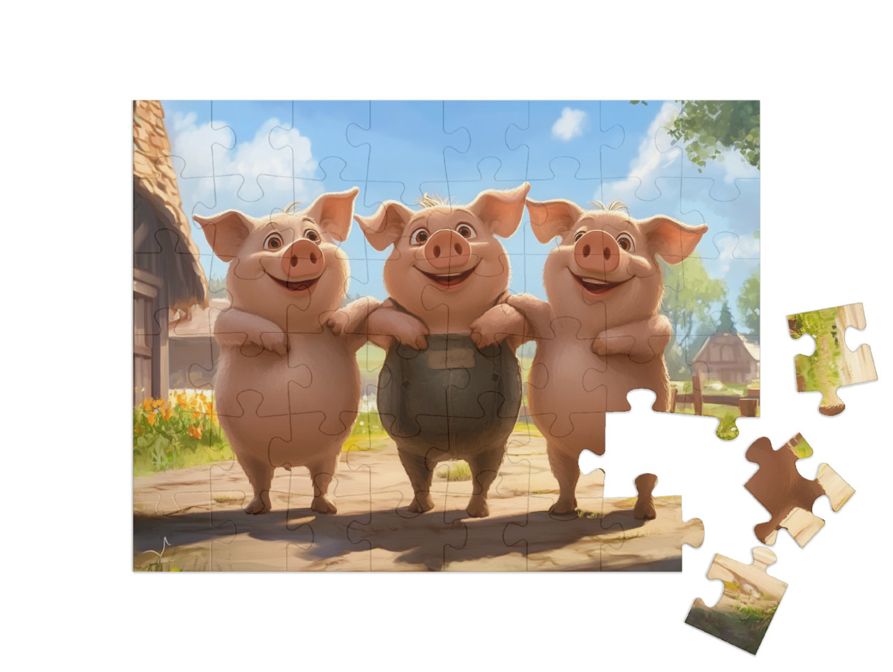Puzzle 48 Teile „Schweinchen-Schabernack“