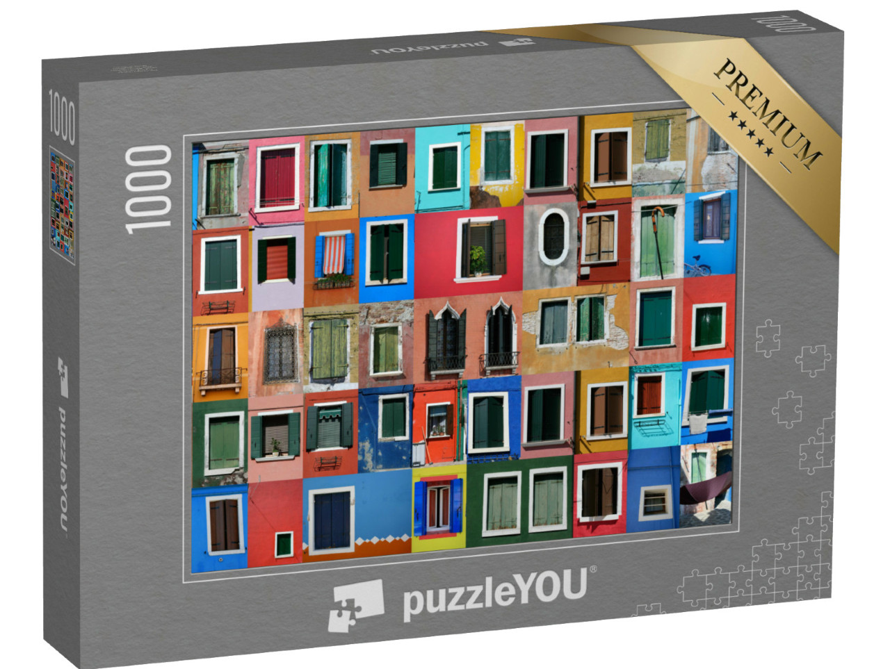 Puzzle 1000 Teile „Collage der bunten Häusern von Burano vor Venedig“