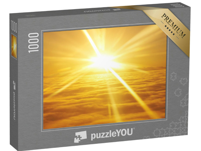 Puzzle 1000 Teile „Blick aus dem Flugzeug: Sonnenaufgang über den Wolken“