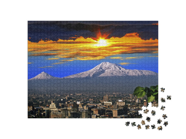 Puzzle 1000 Teile „Spektakulärer Blick auf den Berg Ararat und die Stadt Eriwan“