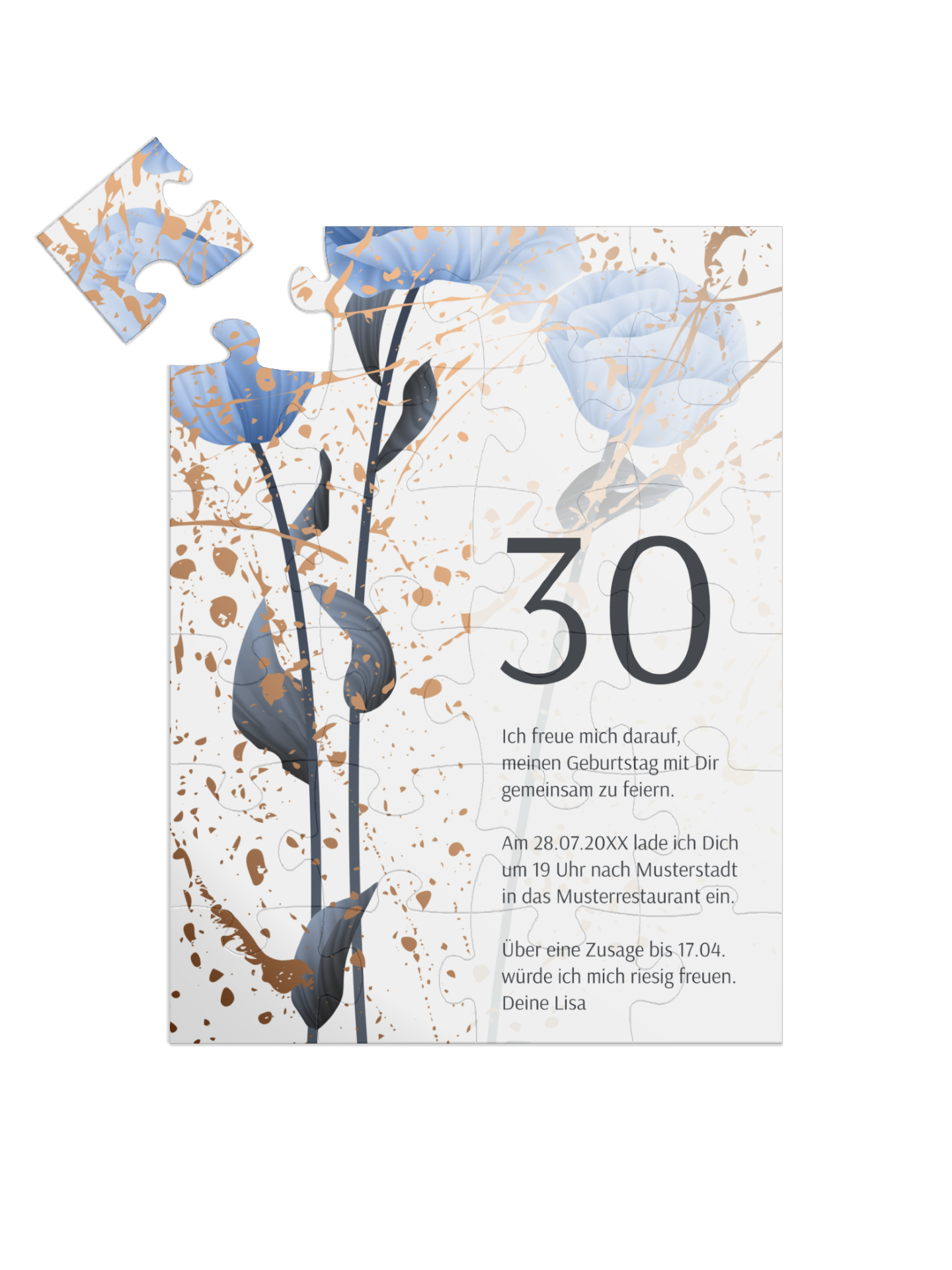 "Modern Tulips 30" in Hochformat babyblau