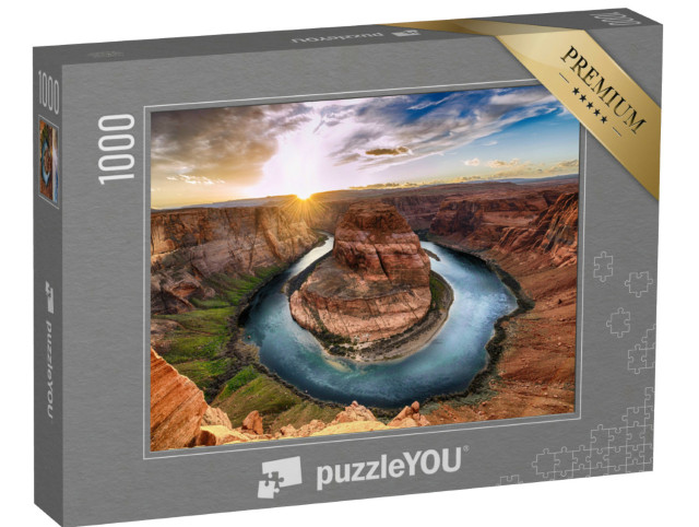 Puzzle 1000 Teile „Atemberaubender Sonnenuntergang am Horseshoe Bend, Colorado Canyon“