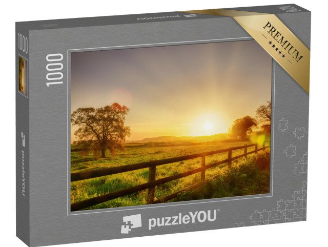 Puzzle 1000 Teile „Wunderschöner Sonnenaufgang über der ländlichen Landschaft in Norfolk“