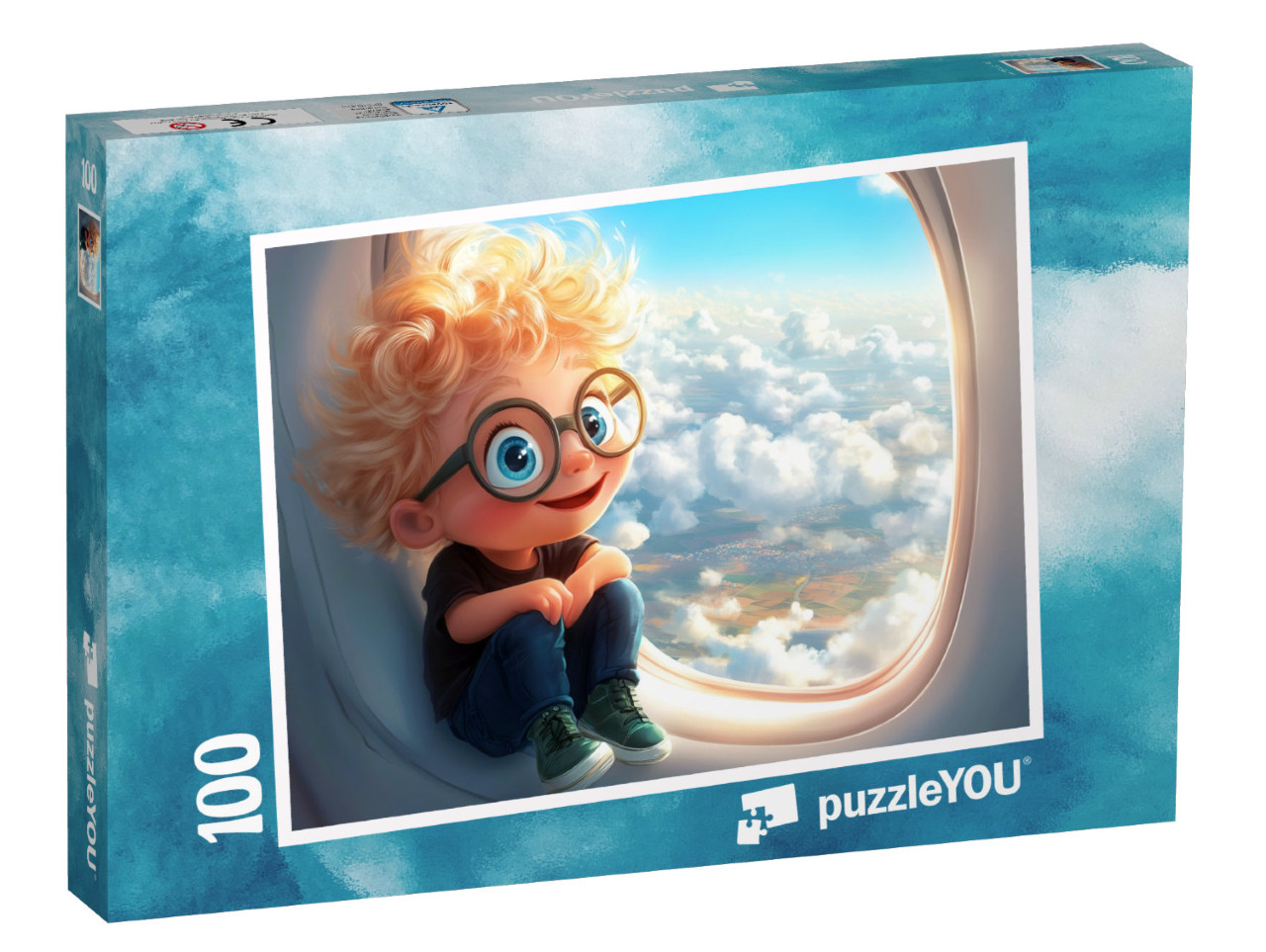 Puzzle 100 Teile „Fritz bestaunt die Welt von oben“