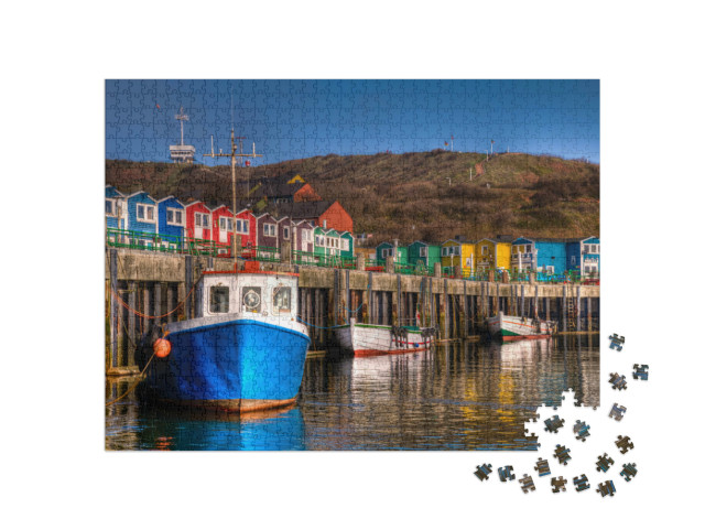 Puzzle 1000 Teile „Die Hummerbuden im Hafen der Insel Helgoland“
