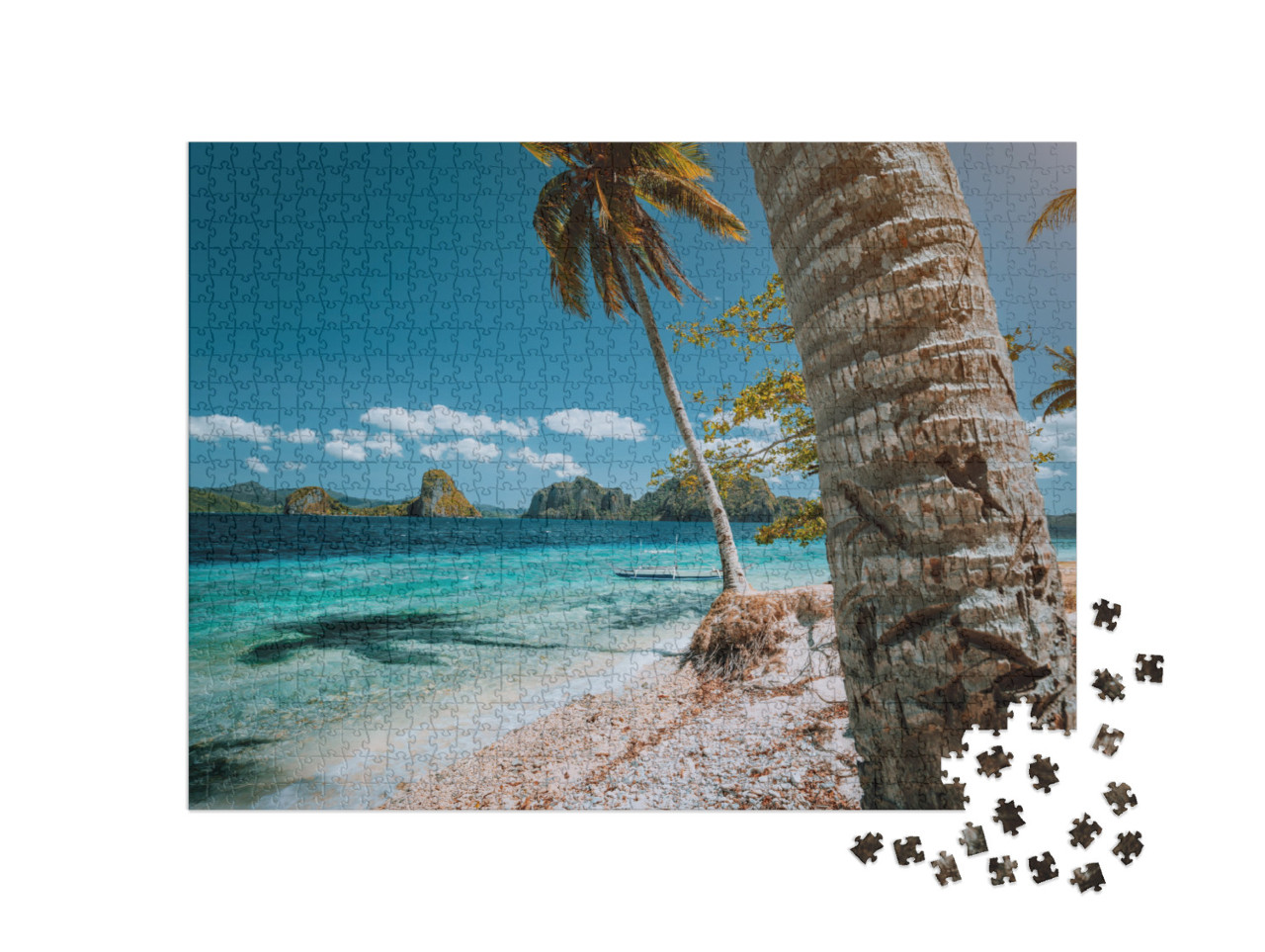 Puzzle 1000 Teile „Wunderschöner Palmenstrand auf den Philippinen“