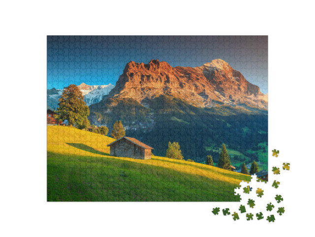 Puzzle 1000 Teile „Alpine Berglandschaft, Grindelwald, Berner Oberland, Schweiz“