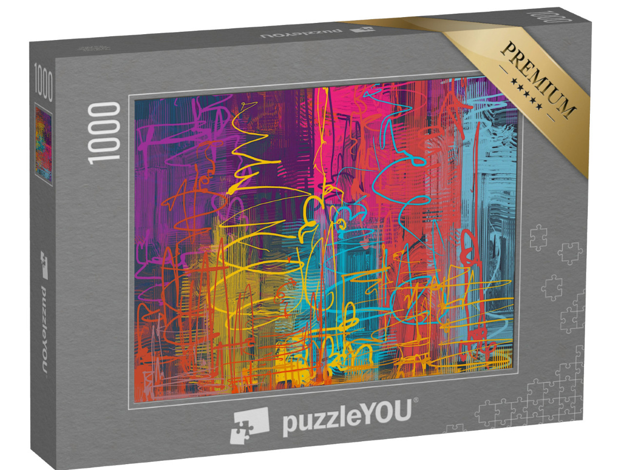 Puzzle 1000 Teile „Pinselstriche auf Leinwand: Moderne digitale Kunst“