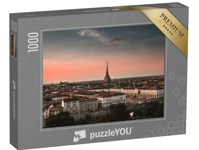 Puzzle 1000 Teile „Die Stadt Turin, ein Blick von der Spitze des Berges, Italien“