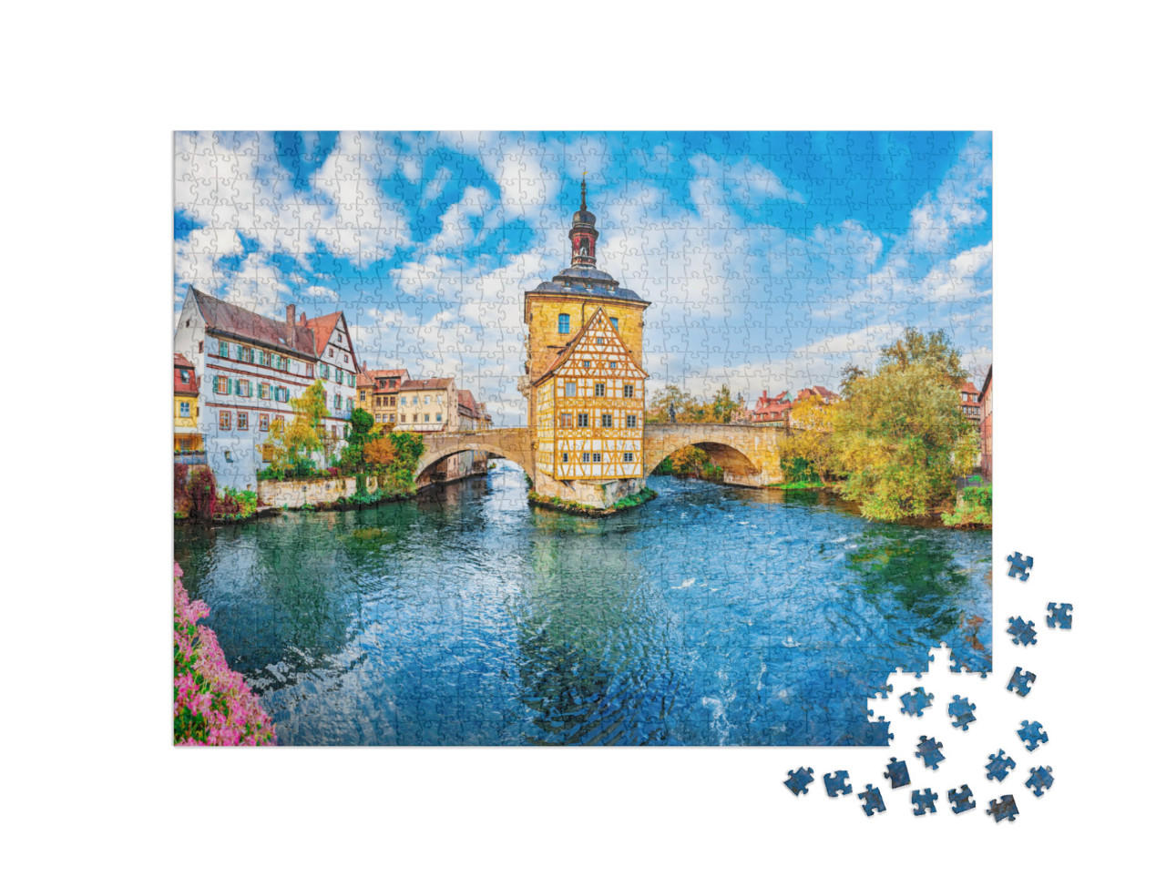 Puzzle 1000 Teile „Altstadt von Bamberg mit viel Fachwerk, Bayern, Deutschland“