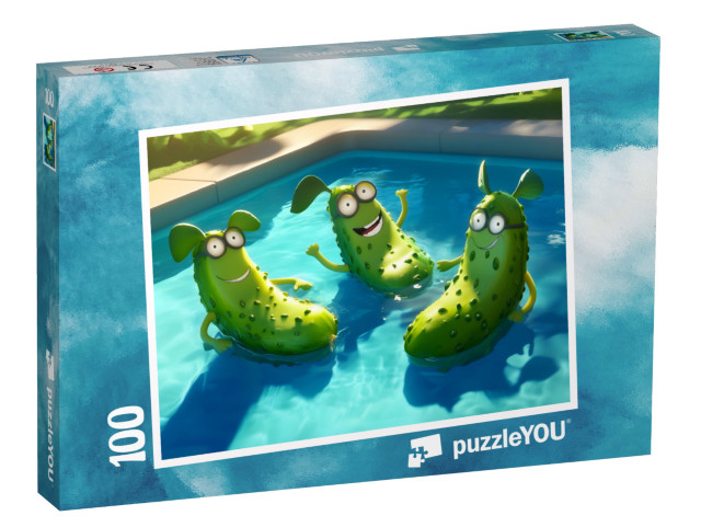 Puzzle 100 Teile „Poolparty bei den Gurken“