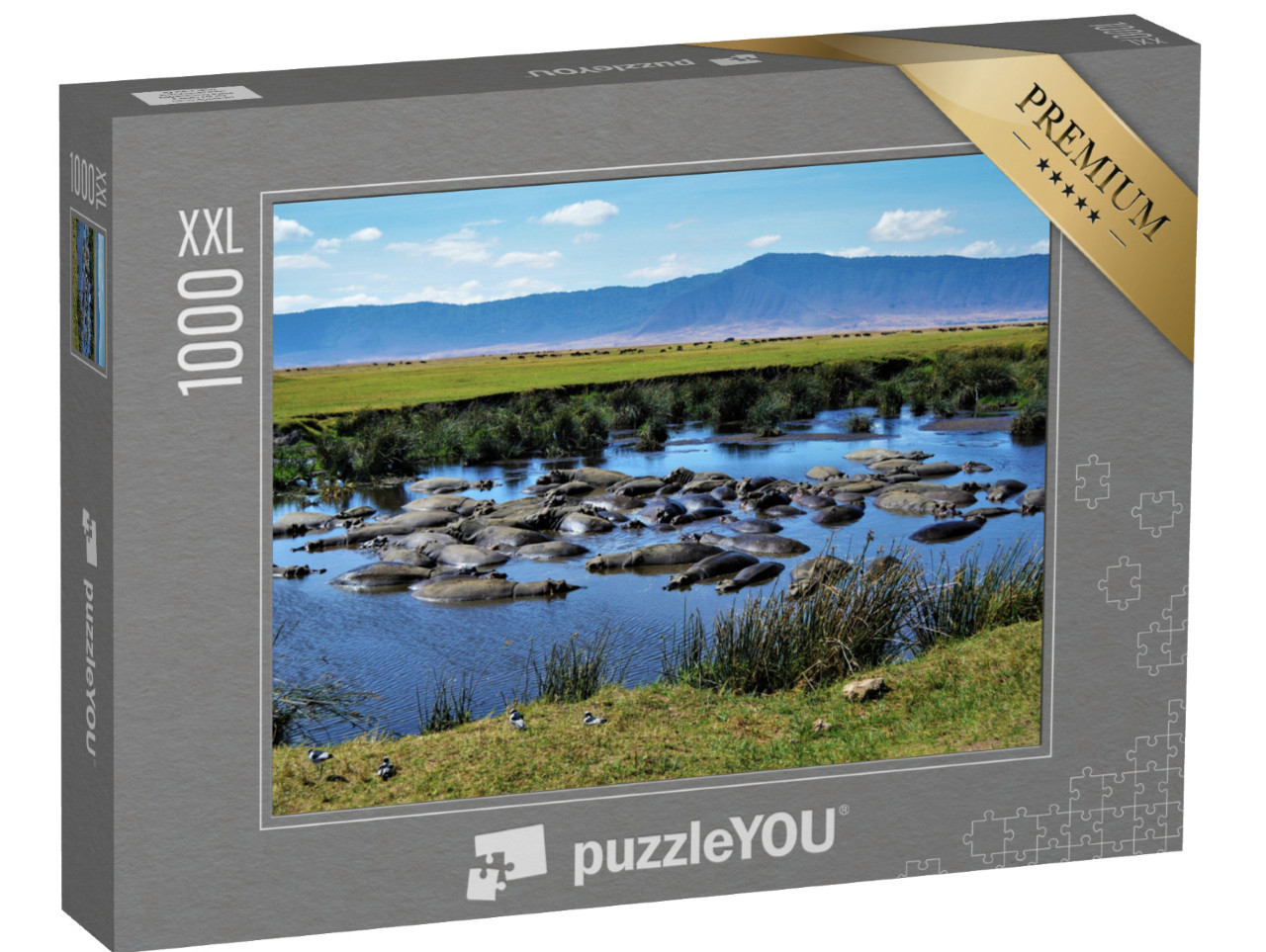 Puzzle 1000 Teile XXL „Nilpferdbecken, Ngorongoro-Krater, Tansania“