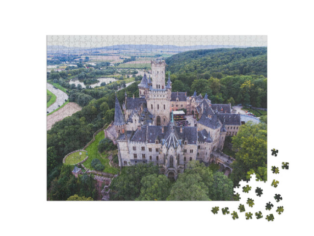 Puzzle 1000 Teile „Schloss Marienburg bei Hannover, Luftaufnahme, Niedersachen, Deutschland“