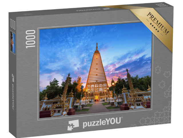 Puzzle 1000 Teile „Wat Phrathat Nong Bua in der Dämmerung, Thailand“