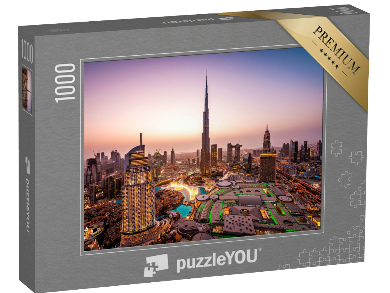 Puzzle 1000 Teile „Schöne Skyline von Dubai bei Nacht, Lichter der Stadt“