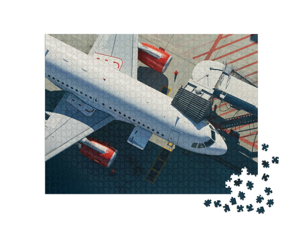 Puzzle 1000 Teile „Blick von oben: Vorbereitung des Flugzeugs vor dem Abflug“