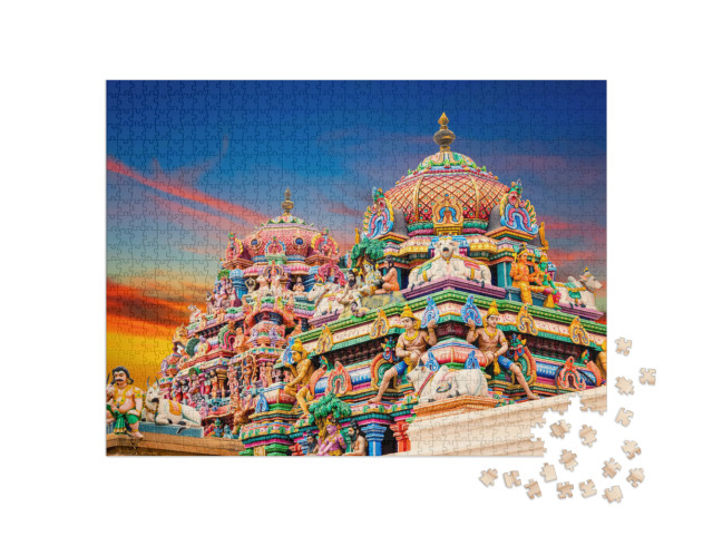 Puzzle 1000 Teile „Kapaleeshwarar-Tempel, Chennai, Tamil Nadu, Südindien“