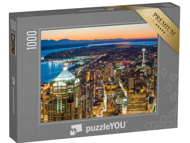 Puzzle 1000 Teile „Seattle im Abendlicht, Washington, USA“