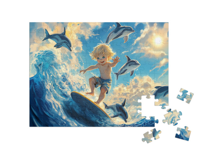 Puzzle 100 Teile „Das große Rennen im Wellenwirbel“
