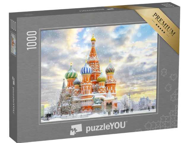 Puzzle 1000 Teile „Moskau: Roter Platz mit Basilius-Kathedrale, Russland“