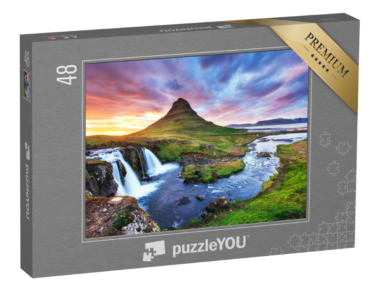 Puzzle 48 Teile „Sonnenuntergang am Berg Kirkjufell, Island“