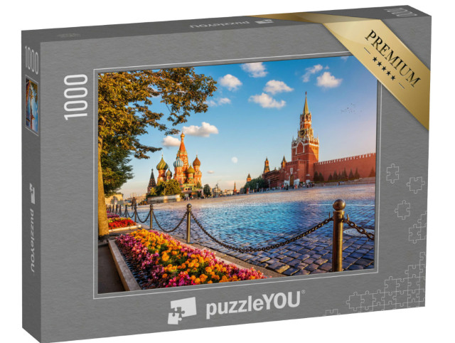 Puzzle 1000 Teile „Basilius-Kathedrale und Spasski-Turm auf dem Roten Platz in Moskau“