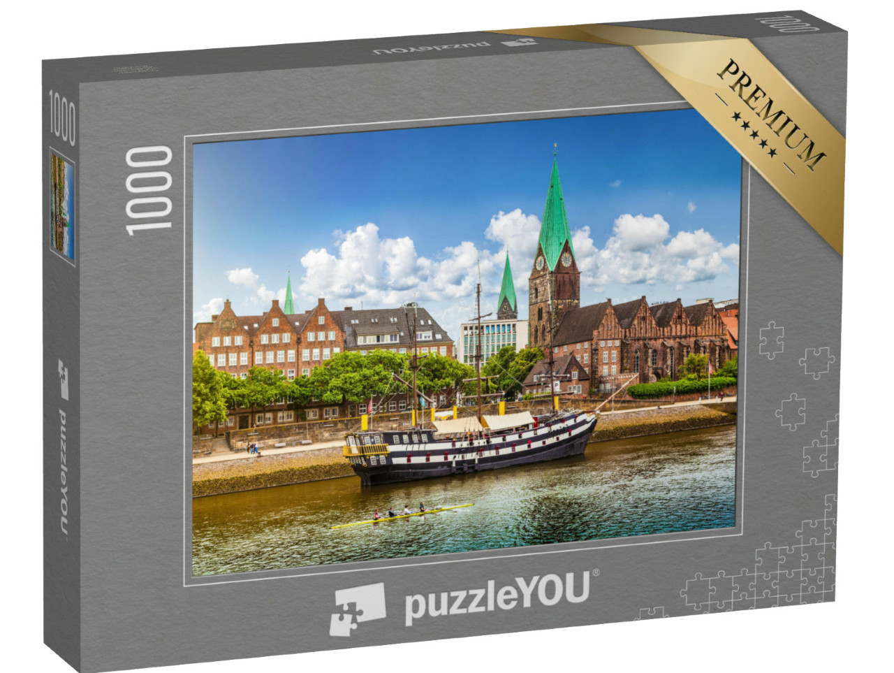 Puzzle 1000 Teile „Historische Stadt Bremen an der Weser, Deutschland“