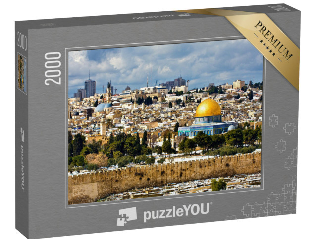 Puzzle 2000 Teile „Seltenes Naturphänomen: Jerusalem im Schnee“