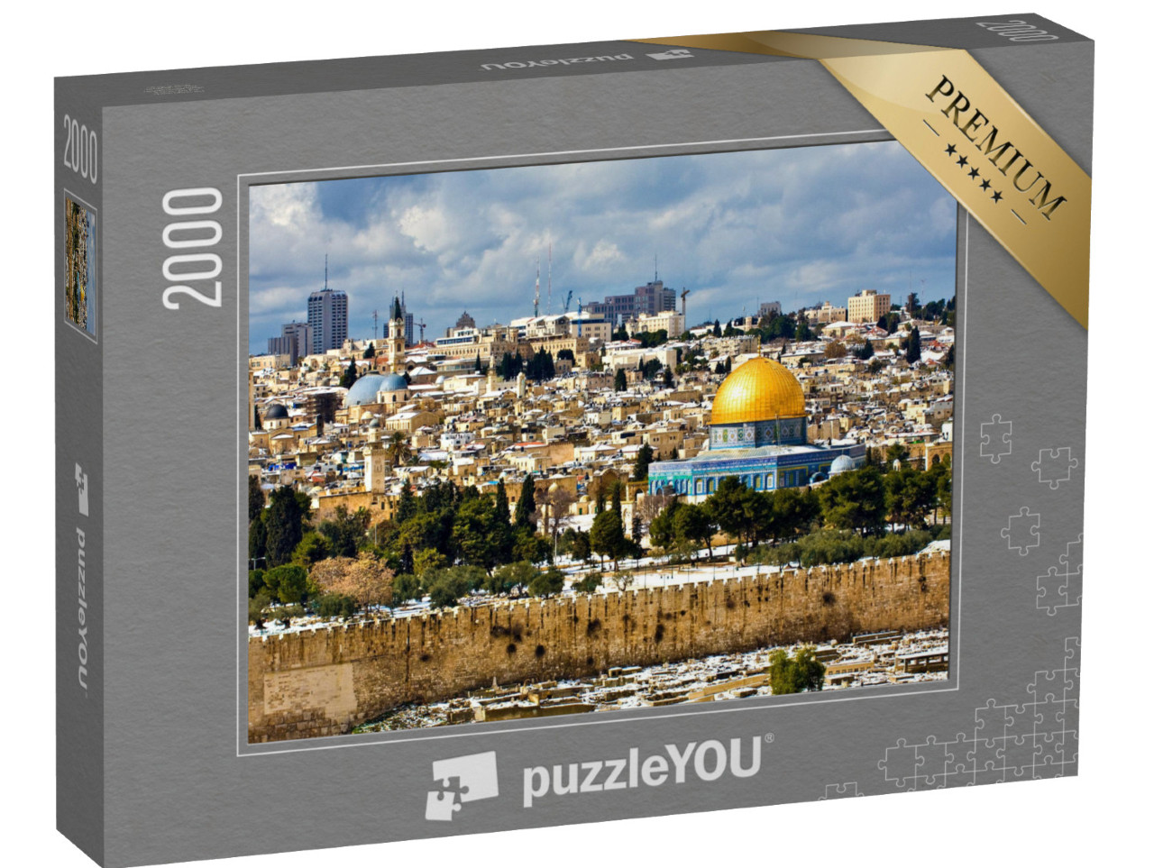 Puzzle 2000 Teile „Seltenes Naturphänomen: Jerusalem im Schnee“