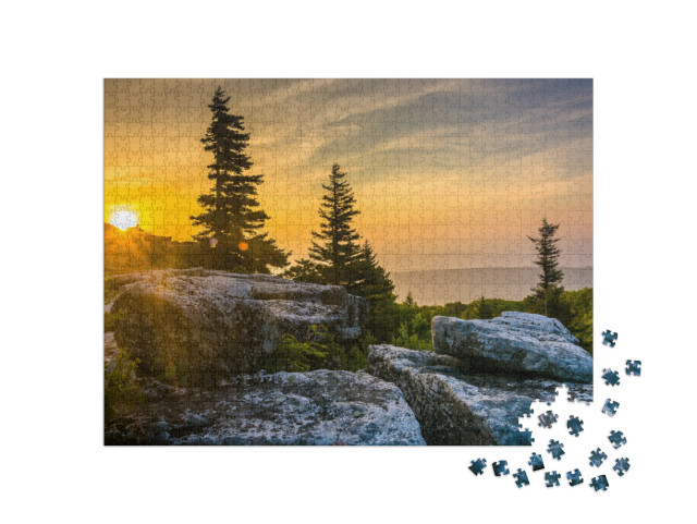 Puzzle 1000 Teile „Sonnenaufgang im Bear Rocks Preserve, in der Dolly Sods Wilderness, West Virginia“