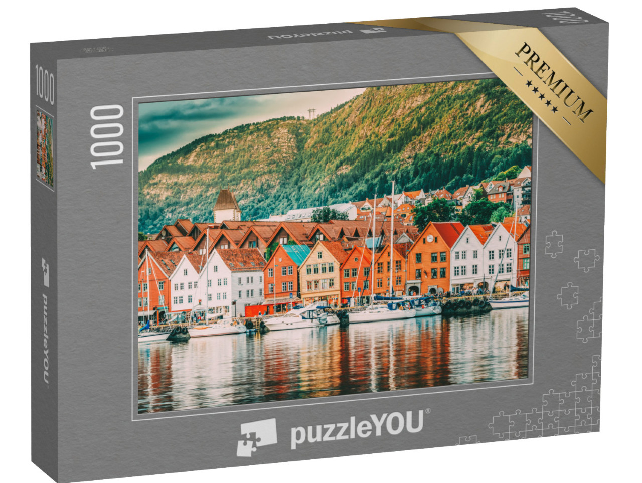 Puzzle 1000 Teile „Die historischen Häuser in Bergen, Norwegen, UNESCO-Weltkulturerbe“