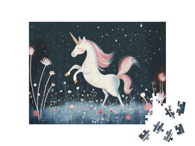 Puzzle 200 Teile „Einhorn im Mondschein“