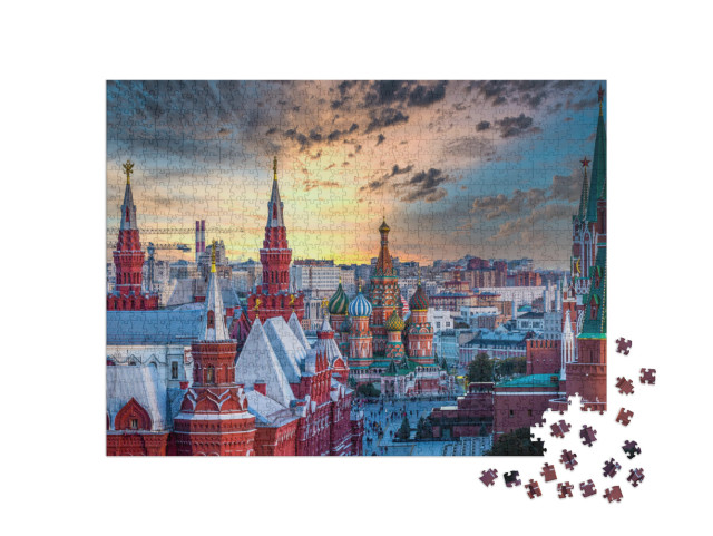 Puzzle 1000 Teile „Basilius Kathedrale und Architektur am Roten Platz, Moskau, Russlan“