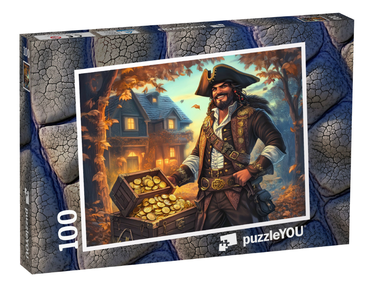 Puzzle 100 Teile „Das geheime Versteck im Piratengarten“