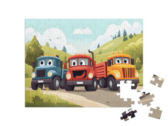 Puzzle 100 Teile „Die Baustellen-Fahrzeuge“
