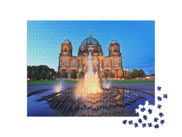 Puzzle 1000 Teile „Berliner Kathedrale oder Berliner Dom bei Nacht, Berlin, Deutschland“